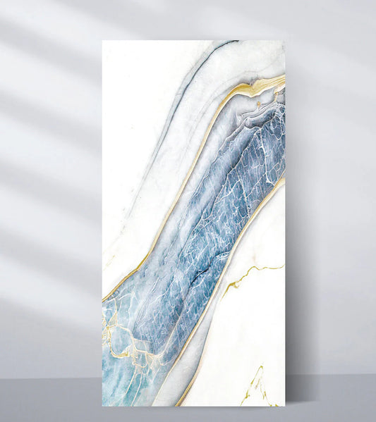 Blue Drift PVC Marble Wall Panel (4x8 ft) Waterproof & Fire-Resistant | UV Protected (Covers 32 sq. ft)
