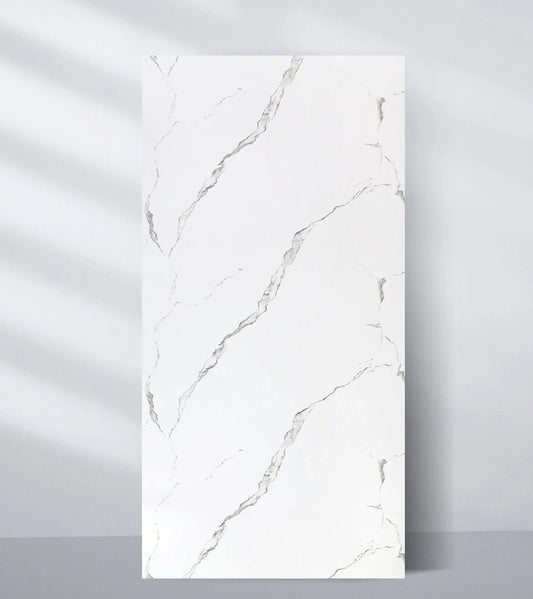 Calacatta Manhattan PVC Marble Wall Panel (4x8 ft) Waterproof & Fire-Resistant | UV Protected (Covers 32 sq. ft)