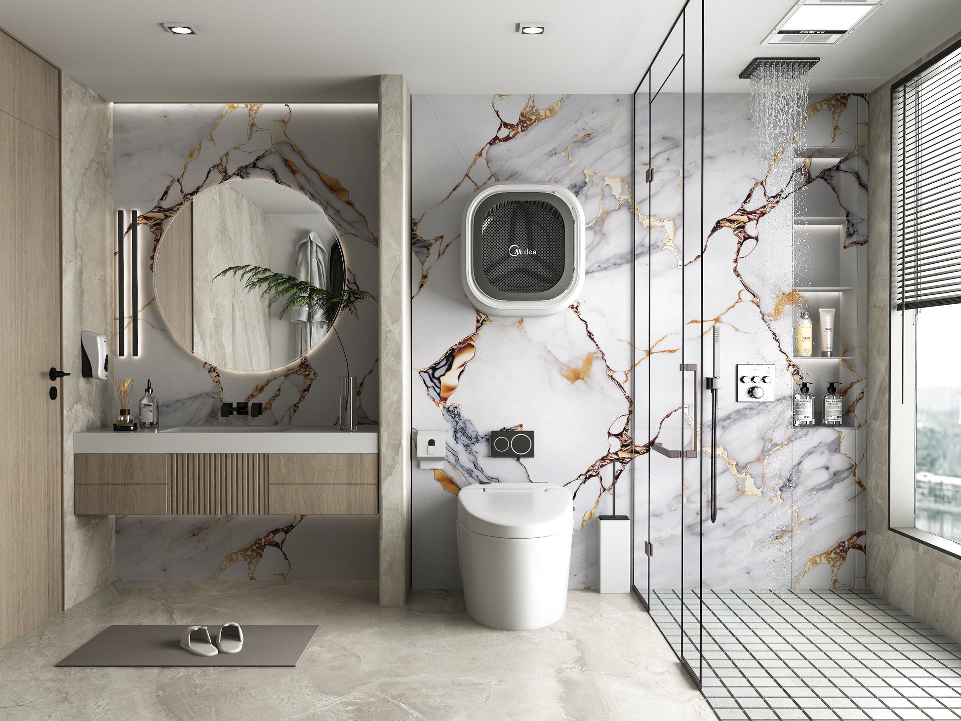 PVC 3D Marble Sheet Covelano Luxe Gold. Wall Decor Center. Bathroom Design From PVC Marble Sheets