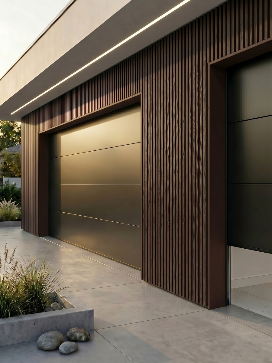 Dark brown WPC cladding panels for outdoor wall decoration