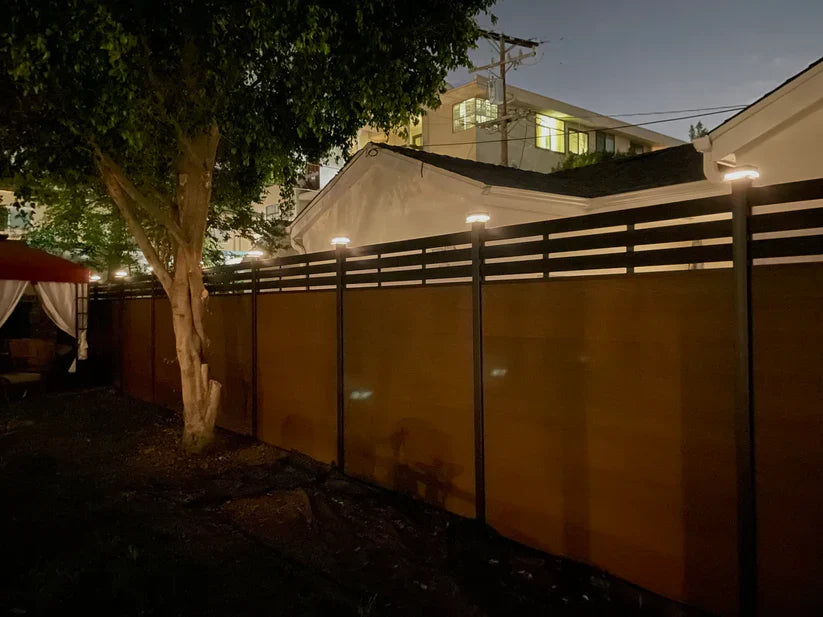 Outdoor solar fence post cap light with UV resistant housing