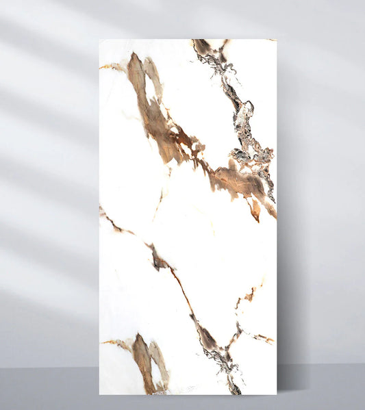 Ethereal Blush PVC Marble Wall Panel (4x8 ft) Waterproof & Fire-Resistant | UV Protected (Covers 32 sq. ft)