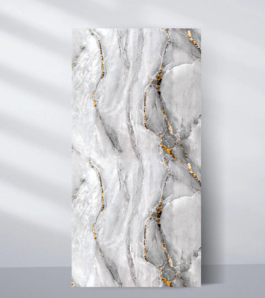 Golden Mirage PVC Marble Wall Panel (4x8 ft) Waterproof & Fire-Resistant | UV Protected (Covers 32 sq. ft)