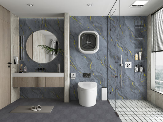 Silver Gold Marble UV Protected PVC Wall Panel - 4x8 ft, Fireproof & Waterproof, (32 sq. ft)