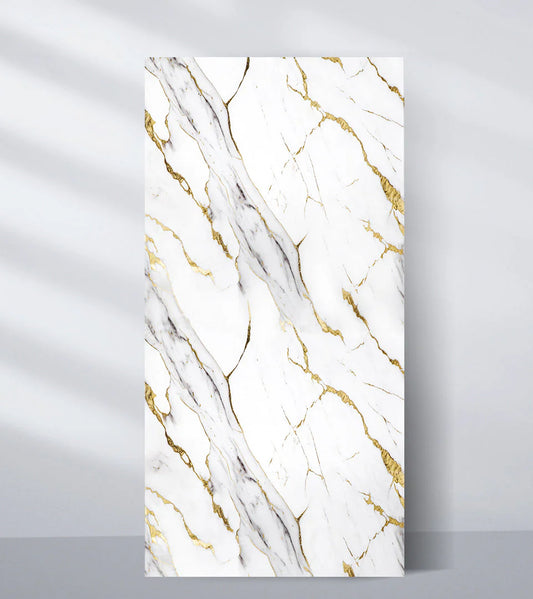 Luxe Gold Vein PVC Marble Wall Panel (4x8 ft) Waterproof & Fire-Resistant | UV Protected (Covers 32 sq. ft)
