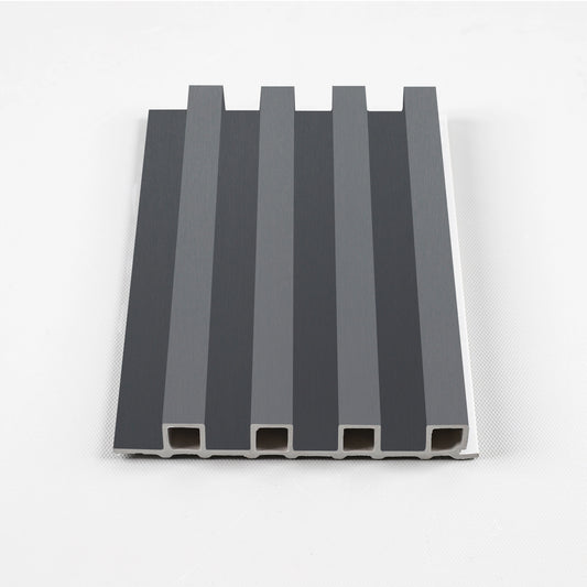 Silver Gray Metallic WPC Fluted 3D Wall Panels | 14 Panels per Box (68 sq. ft. Coverage)