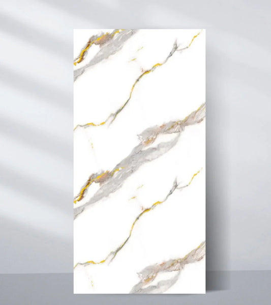 Silver Stream PVC Marble Wall Panel (4x8 ft) Waterproof & Fire-Resistant | UV Protected (Covers 32 sq. ft)