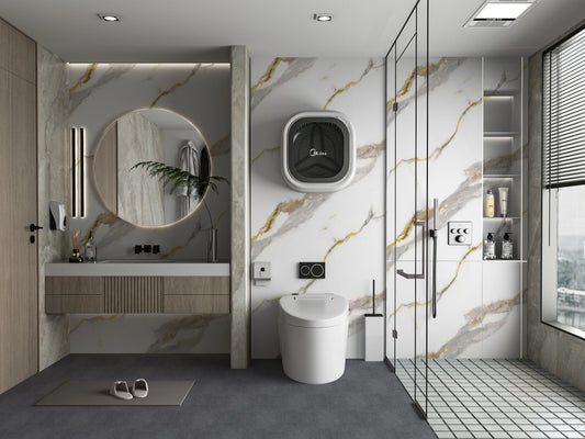 Silver Stream PVC Marble Wall Panel (4x8 ft) Waterproof & Fire-Resistant | UV Protected (Covers 32 sq. ft)