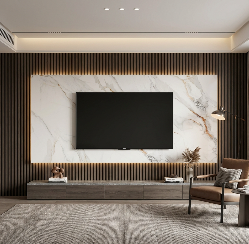 TV Wall Decor PVC Marble Sheets 