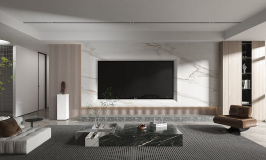 Amber Vein Luxury Marble Veneer Wall Panels - Seamless Connection | Book Match Design