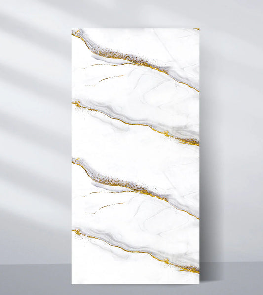 White Gold Royal PVC Marble Wall Panel (4x8 ft) Waterproof & Fire-Resistant | UV Protected (Covers 32 sq. ft)