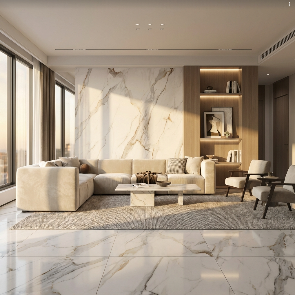 3D PVC marble wall panel
White wave azure living room design 