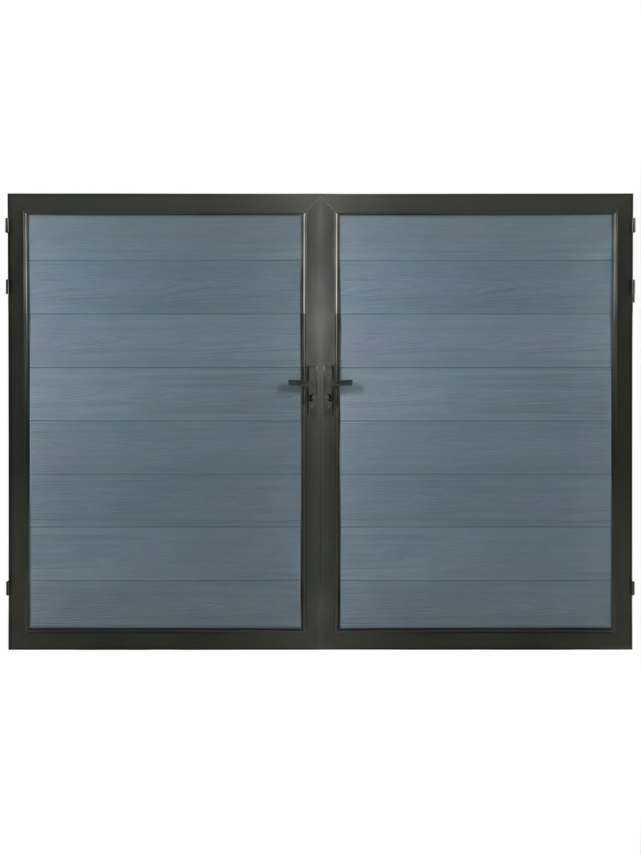 Light gray composite fence gate 10 ft wide 6 ft high modern outdoor privacy gate