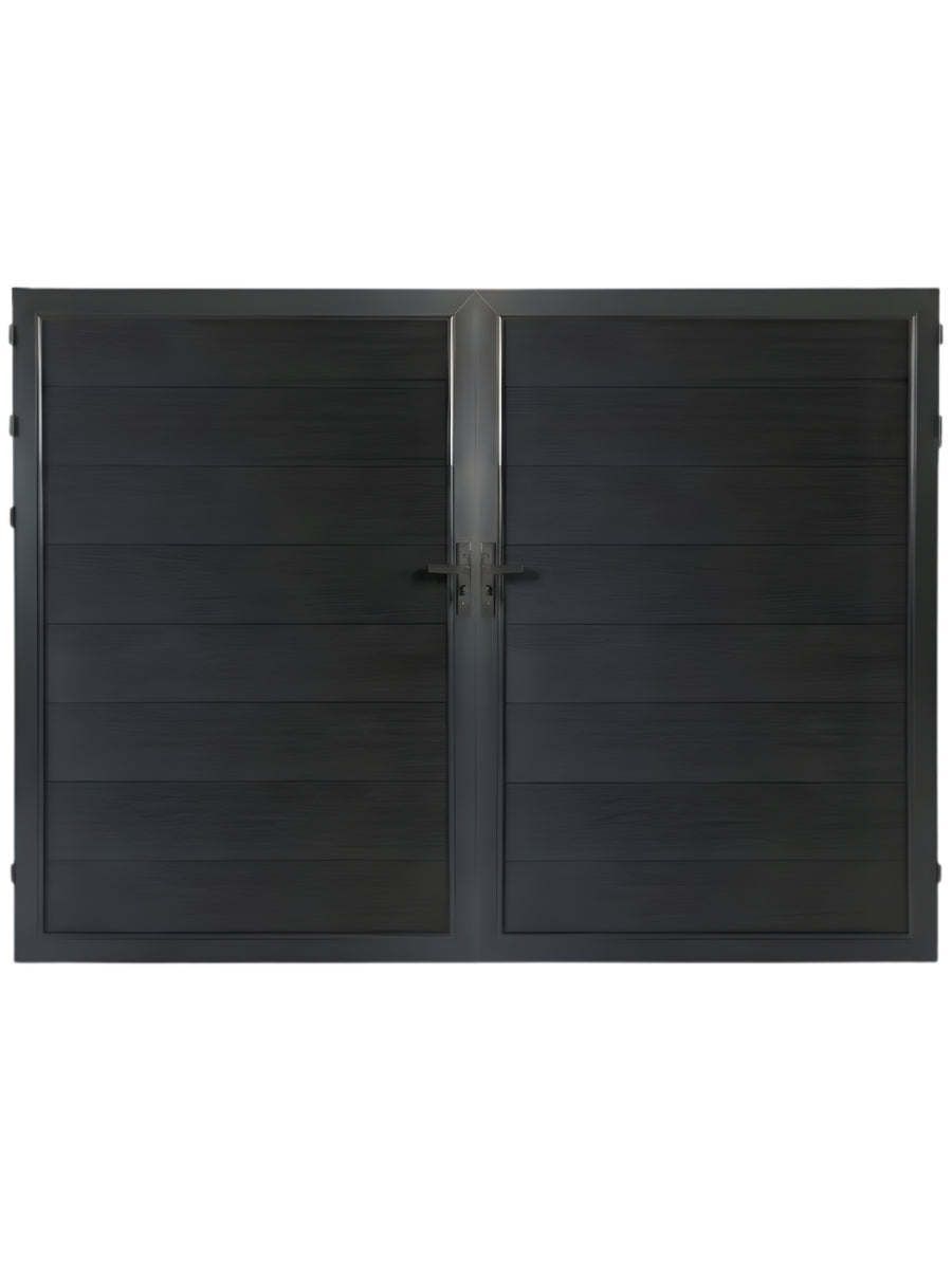 Premium black composite fence gate 10 ft by 6 ft modern residential fencing