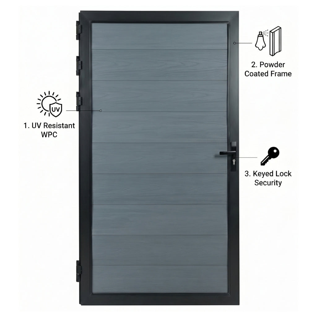3ft x 6ft WPC fence gate in light gray finish outdoor privacy gate