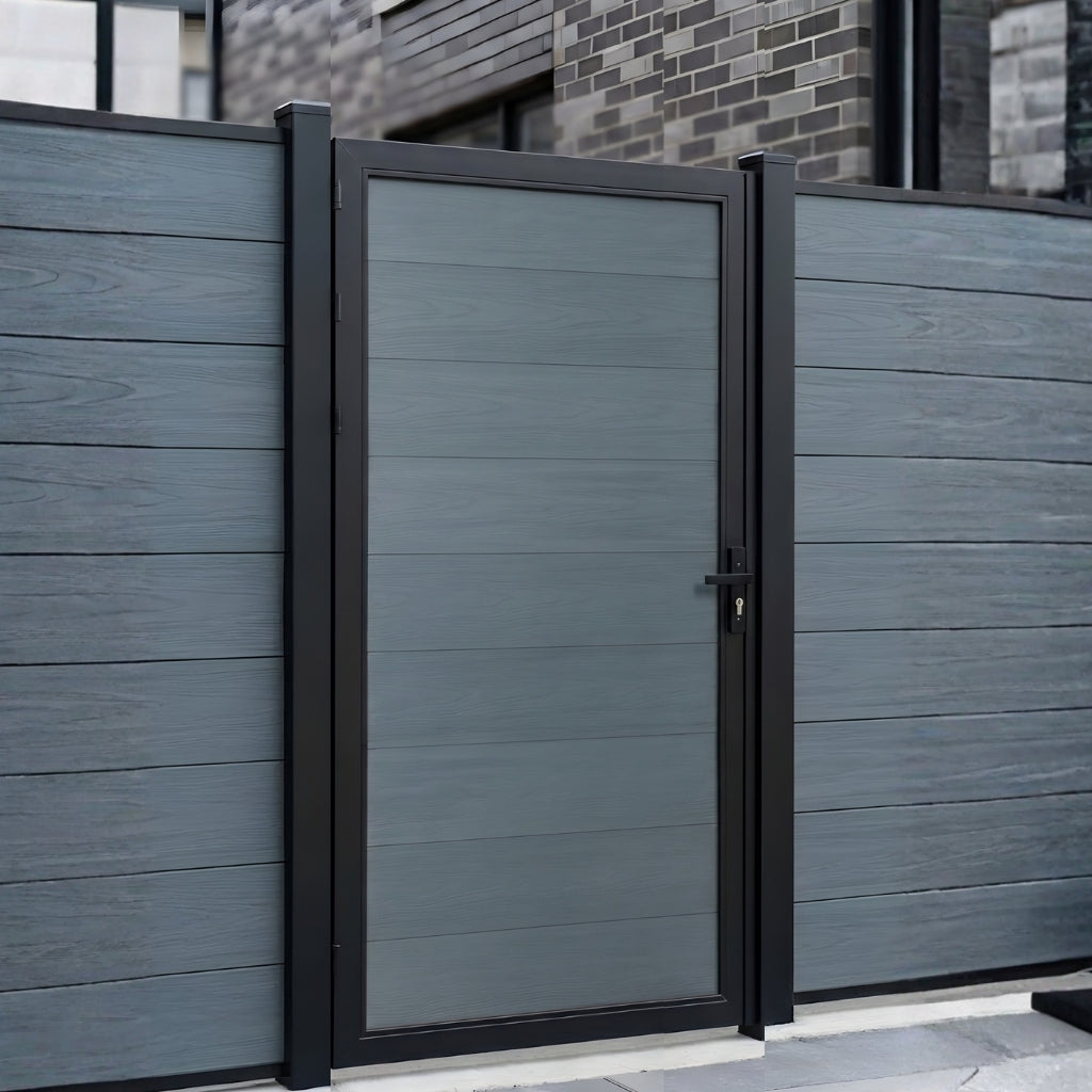 light gray color WPC fence gate 3x6 ft low maintenance composite gate