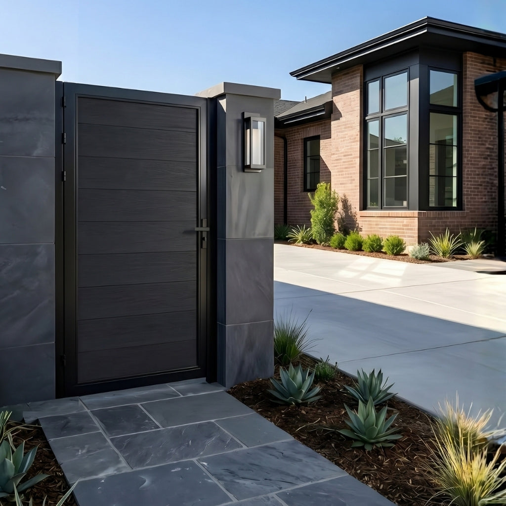 premium black WPC composite fence gate 3x6 ft stylish outdoor gate