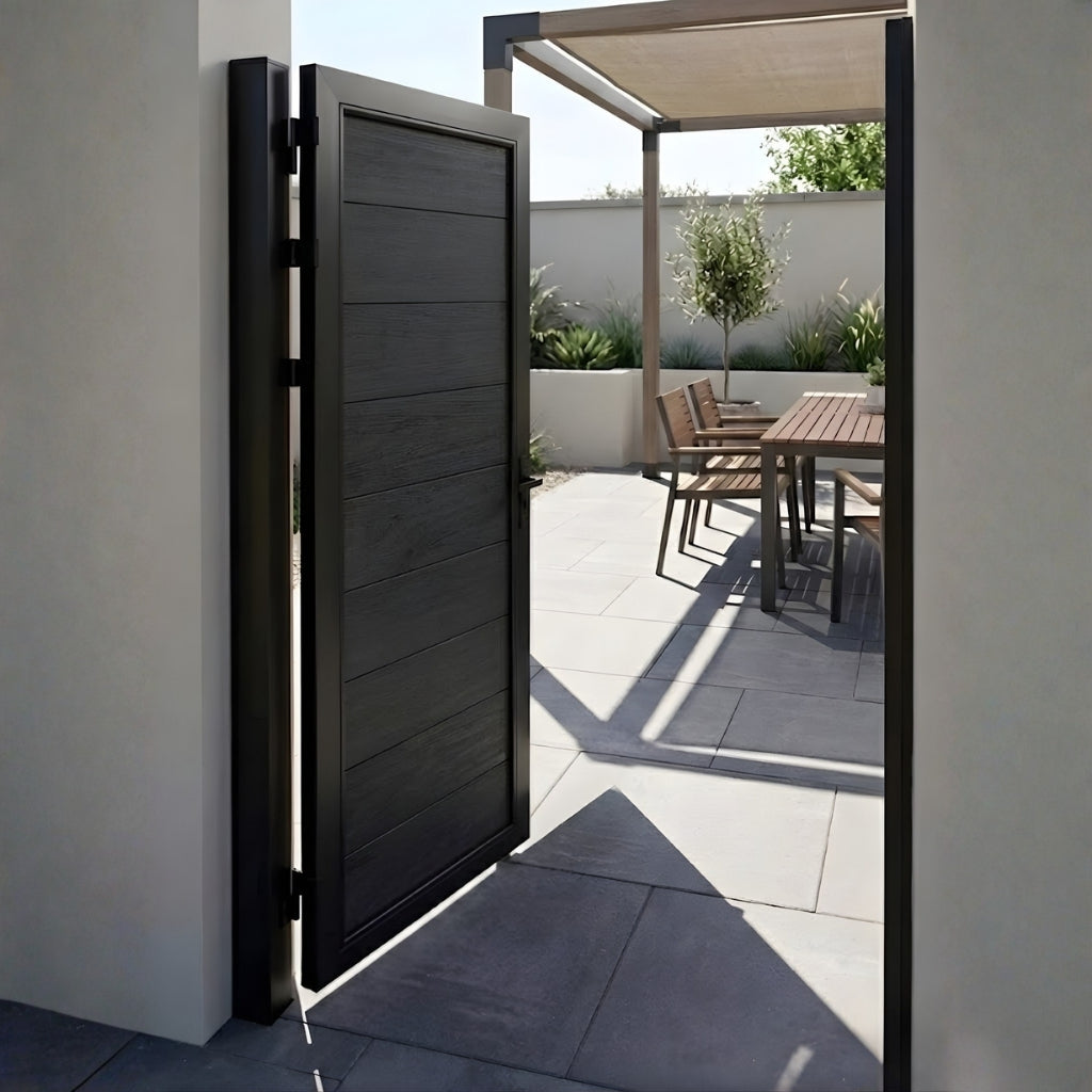 WPC single swing gate black finish 3ft x 6ft for outdoor
