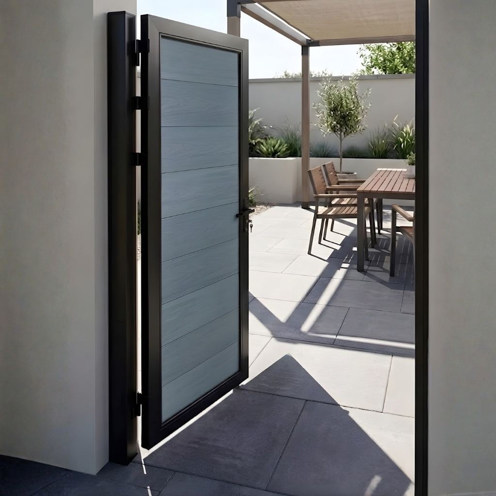 premium light gray WPC composite fence gate 3x6 ft